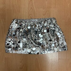 Guizio Silver Paillette Mini Skirt
